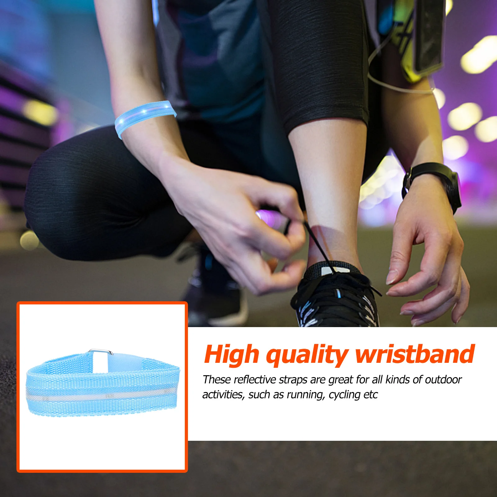 

LED Luminous Armband Adjustable Running Night Sports Light Up Reflective Safety Wristband Luminous Armband LED Bracelet
