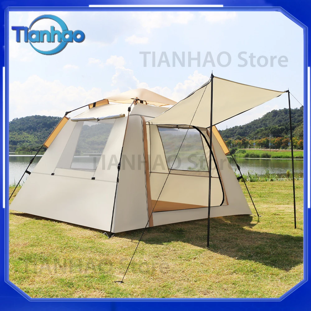 Portable Folding Pop-Up Camping Tent with UV Protection and Waterproof Design for Family Outdoor Use