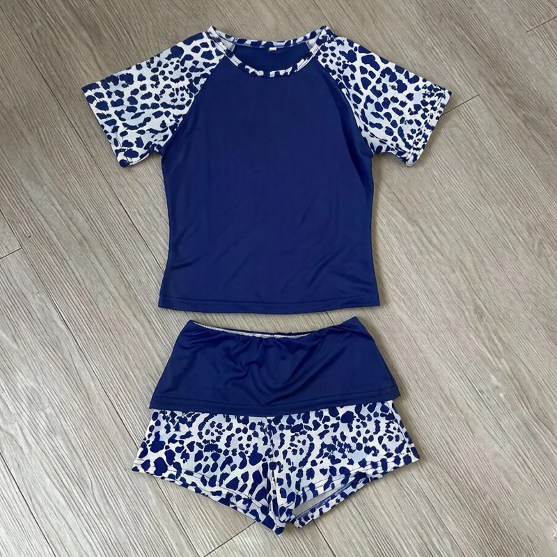 Sommer Neues Amerikanisches Retro Leopardenmuster Patchwork Kurzarm-Shorts-Set Y2K Punk Street Fashion Trend Lässige Damenkleidung – Detail 3