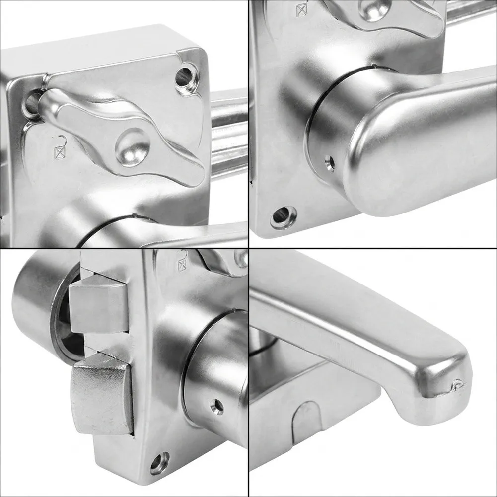 1pc Metallic Silver Aluminum Privacy Lock Set For RV Bathroom Door Yacht 15-25mm Thick Opening Hardware