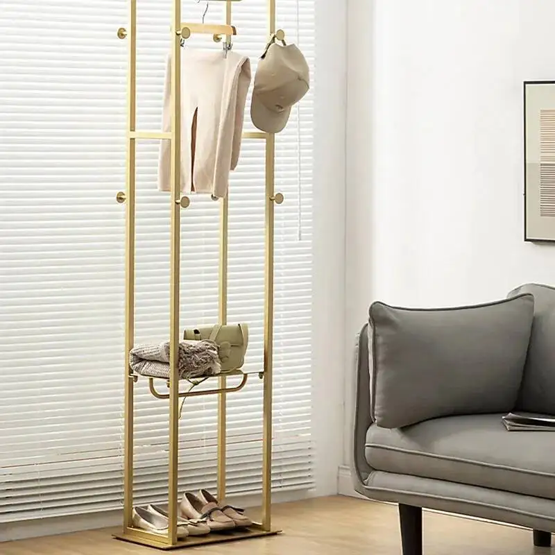 Foldable Floor Coat Rack Standing Metal Hanging Shelf Clothes Rack Storage Multi-hanger Entrance Hall Porte Vetement Furniture