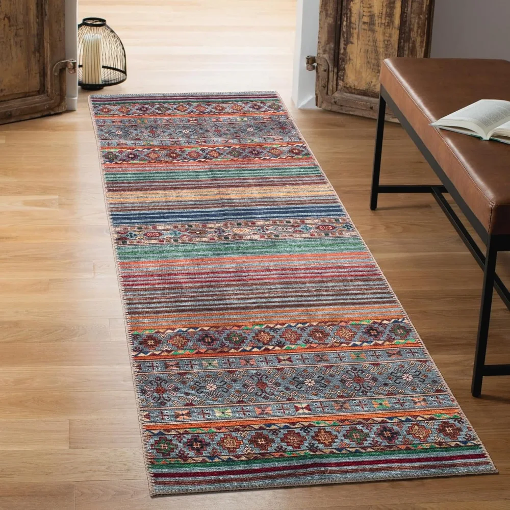 

Rug - Machine Washable Runner Rug with Non-Slip Backing, Ideal for Hallway, Entryway, Kitchen, Laundry Room - Vintage
