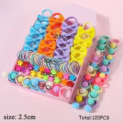 120 PCs Girls' Hair Elastic Bands With Colorful Hair Bands, Versatile Girls Opp Bag Headwear, Does Not Hurt Hair