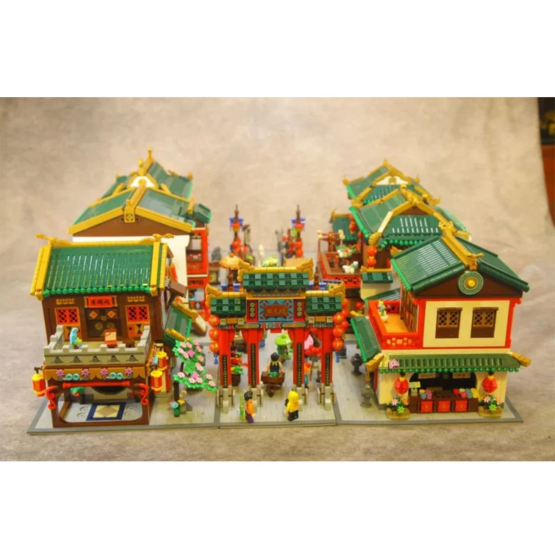 Chinese Ancient City Street View Constructor Blocks Retro Brick House Build Model Architeture Sets for Adults Idea Toy Gift