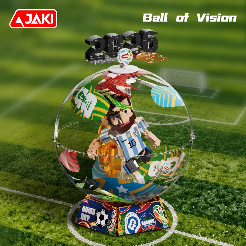 

Football Building Block Joint Movable Spherical Shell Can Rotate 360° Model Bricks With Light Soccer Themed Desktop Ornament Toy