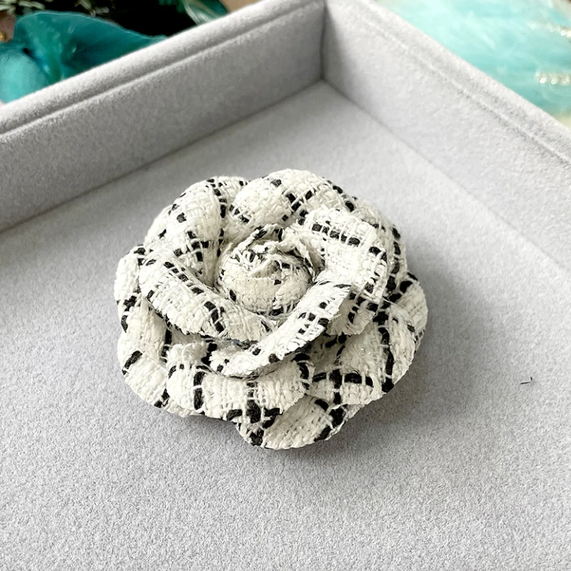 Retro Stoff Kamelie Blume Brosche Pins für Frauen Mode Strickjacke Mantel Corsage Anstecknadel Kleidung Schmuck Accessoires Mädchen – Detail 3