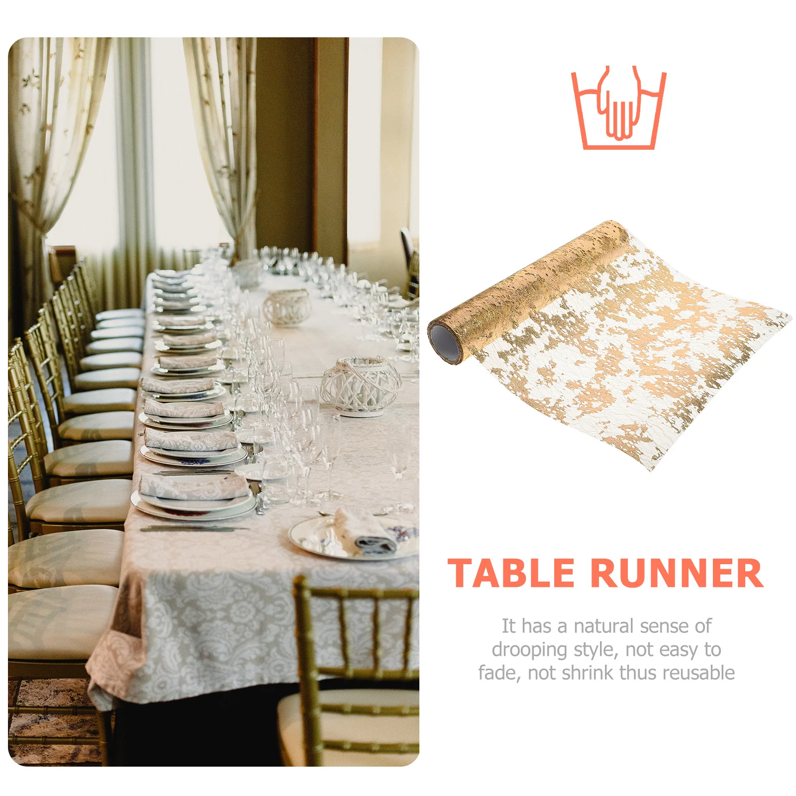 

Bronzing Table Runner Polyester Multifunctional Decor for Wedding Birthday Party Table Centerpiece Floral Wrapping Mesh