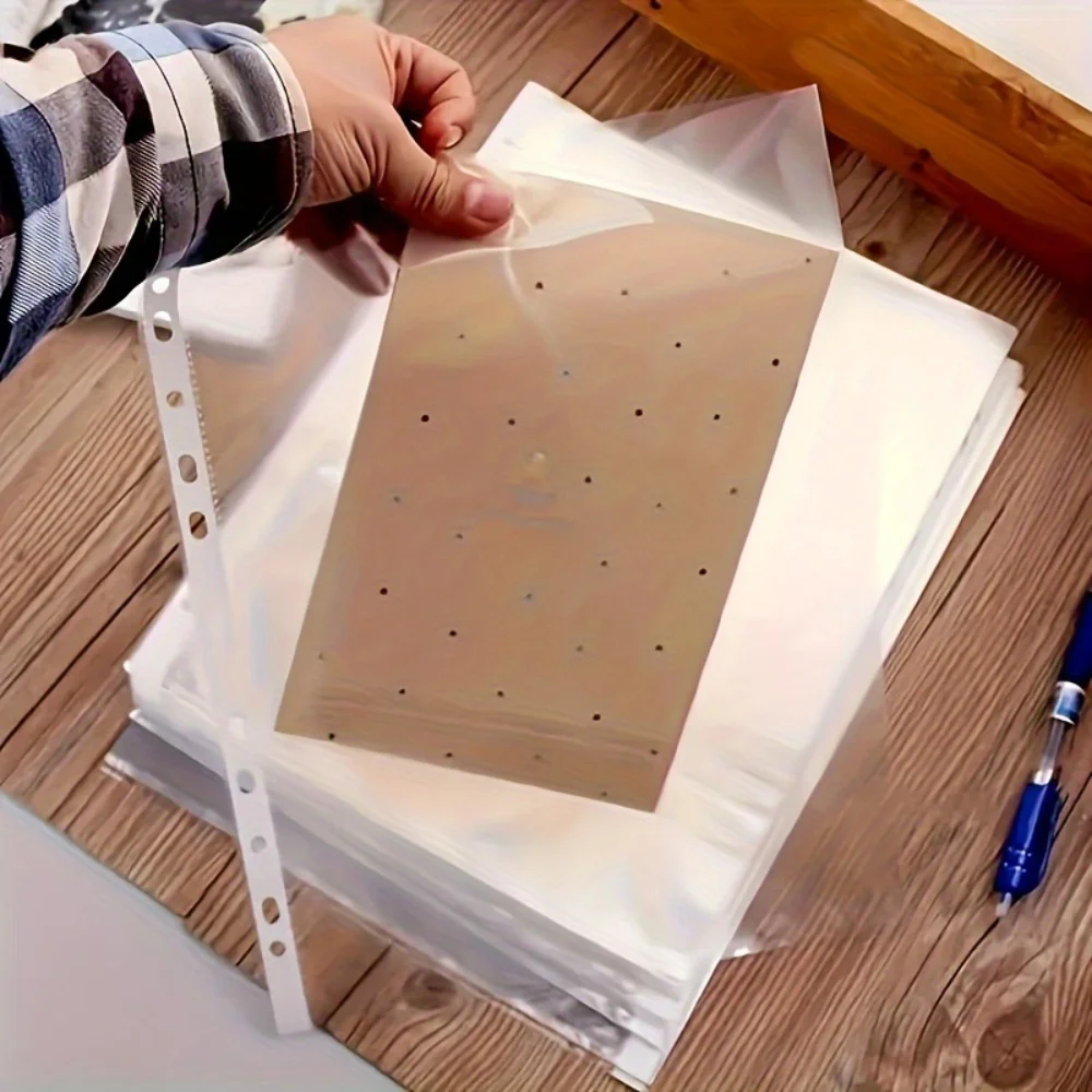50 Carpetas Transparentes de Plástico A4 - Carpeta de 3 Anillas, para Pruebas, Facturas, Material de Oficina, Diseño Sencillo, Grosor 4C, Uso Normal
