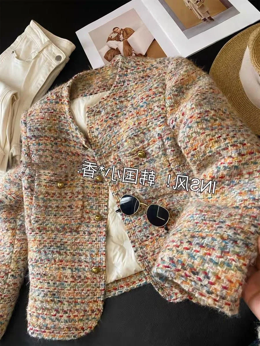 

Thiened ort Coat European Sle Women's Faionable Lady's Boucle Outerwear Autumn Winter New Arrival