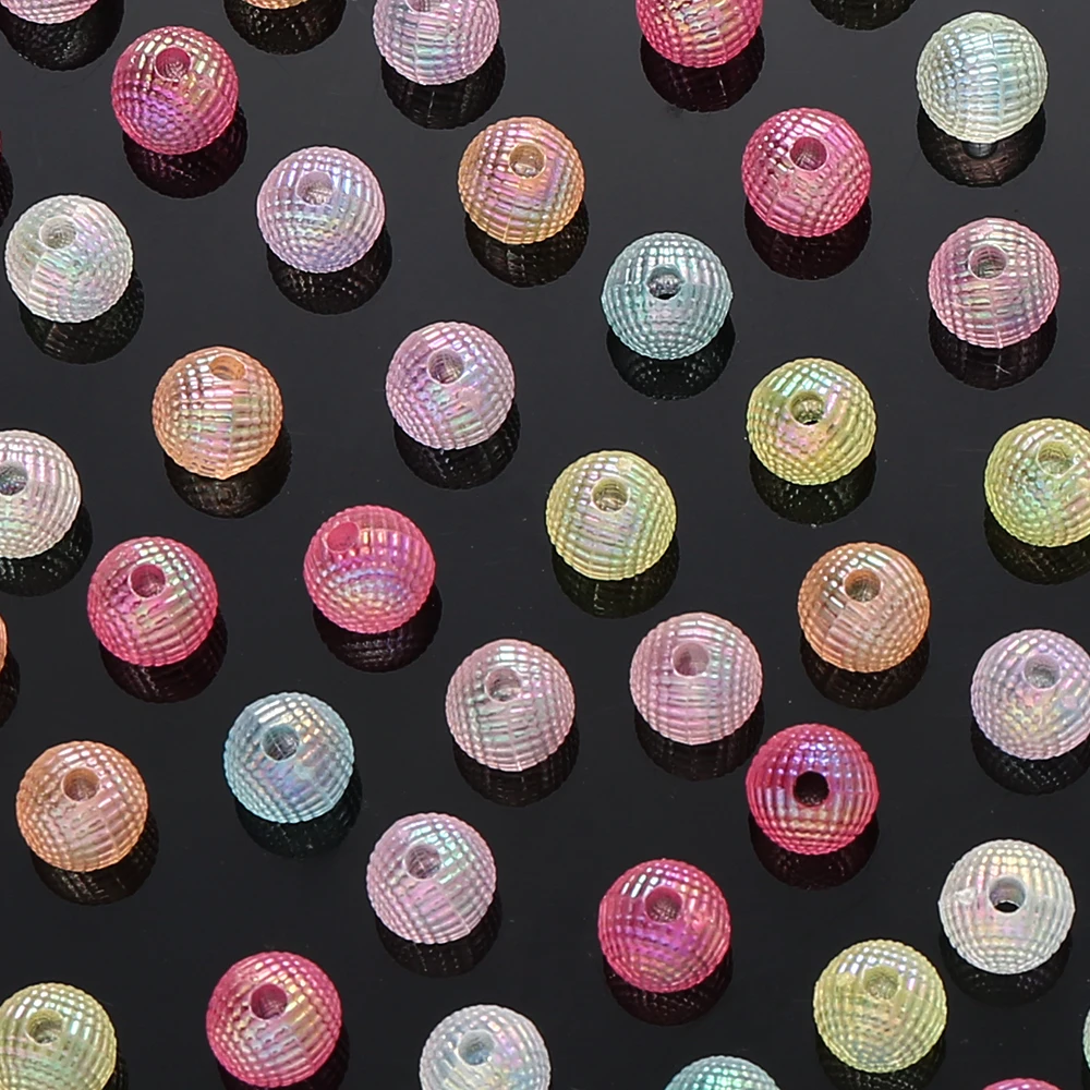 50/100 Stück 8mm 10mm Bunte Gestreifte Acrylperlen Aurora Farbverlauf Lose Abstandsperlen für DIY Armband-Bastelzubehör – Detail 1