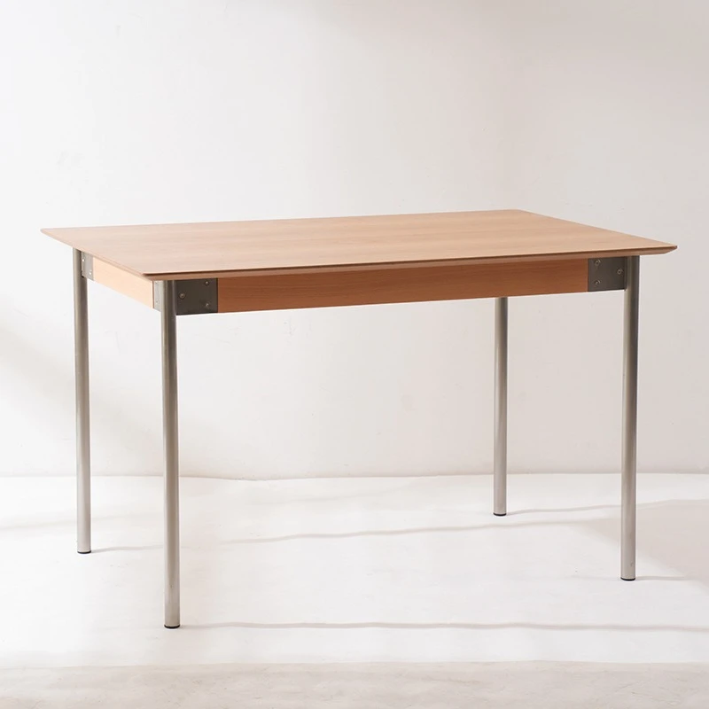 

Solid wood antique dining table retro household rectangular stainless steel leg rice table