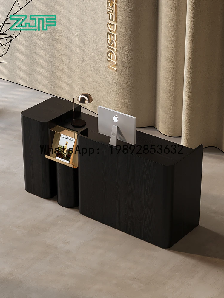 YFY Men's Clothing Store Black Light Luxury Cashier Counter Modern Simple Company Office Reception Desk