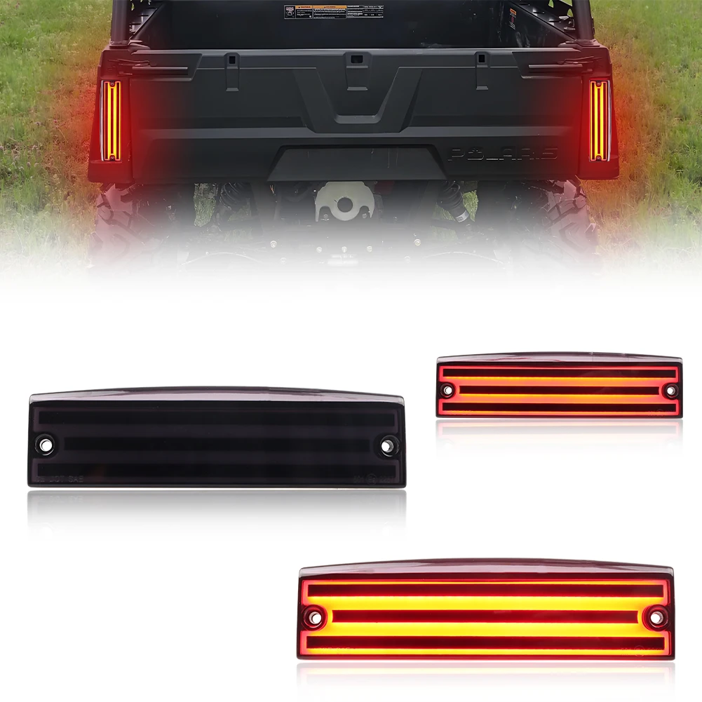 2PCS Rear Bumper Brake Light Tail Light DRL Reflector Light W/Red LED For 2011-2017 Polaris Ranger 400 500 570 800 EFI MIDSIZE