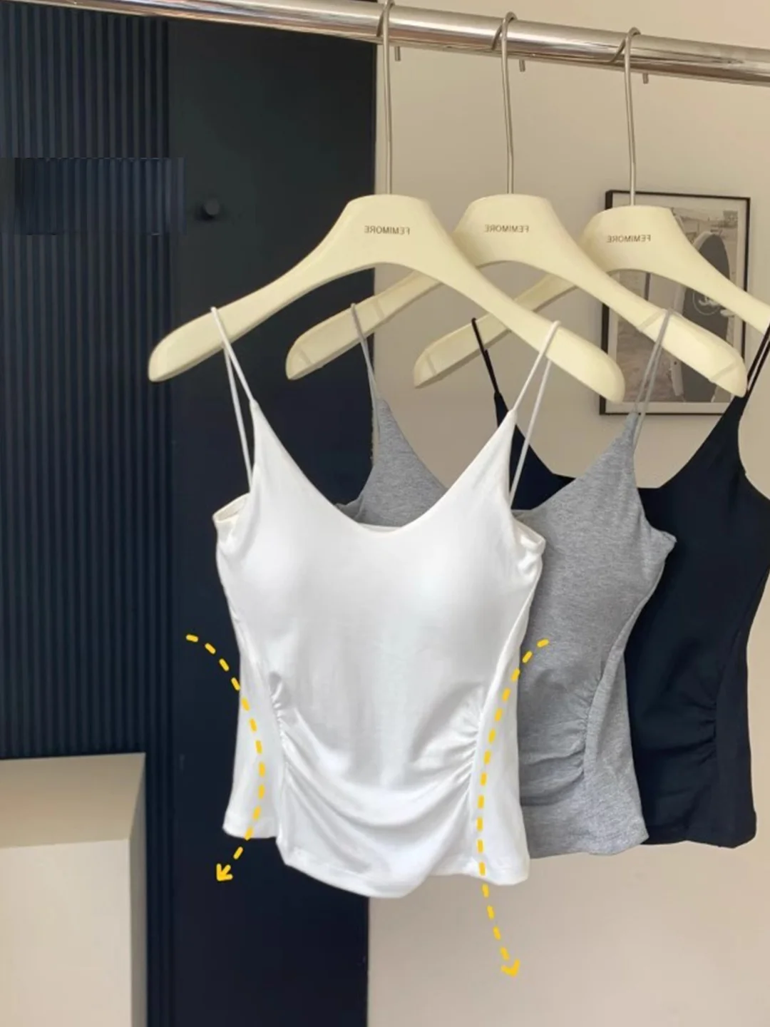 Slimming Crop Top Tankini Women's Summer Inner Beauty Back Bra Integrated Base Layer with Chest Pad Outerwear Thin Top