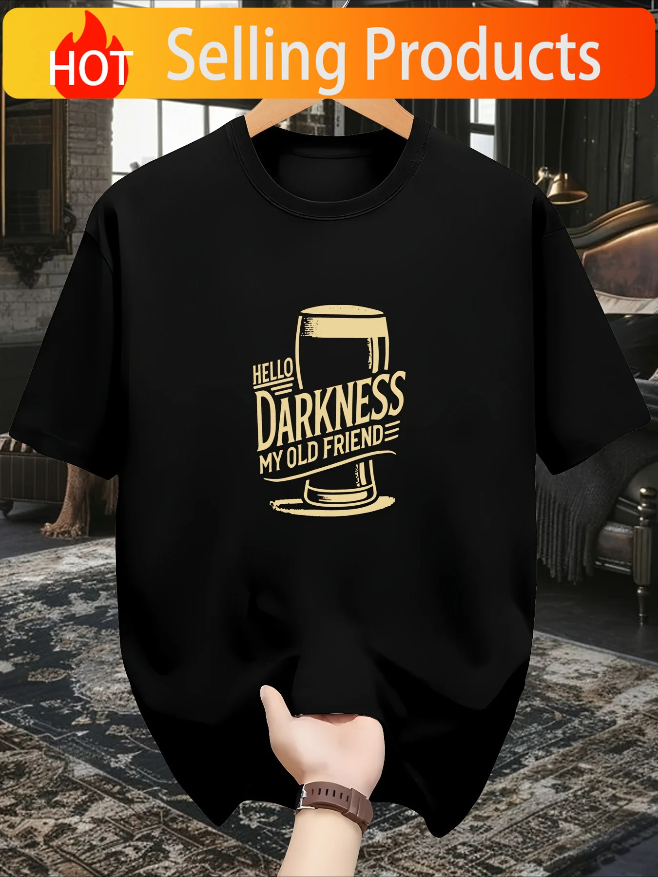 Men's Streetwear Vintage Hello Darkness My Old Friend T Shirt Cotton Tee Women Oversized Harajuku Gift Ironic Humor Loose Tops