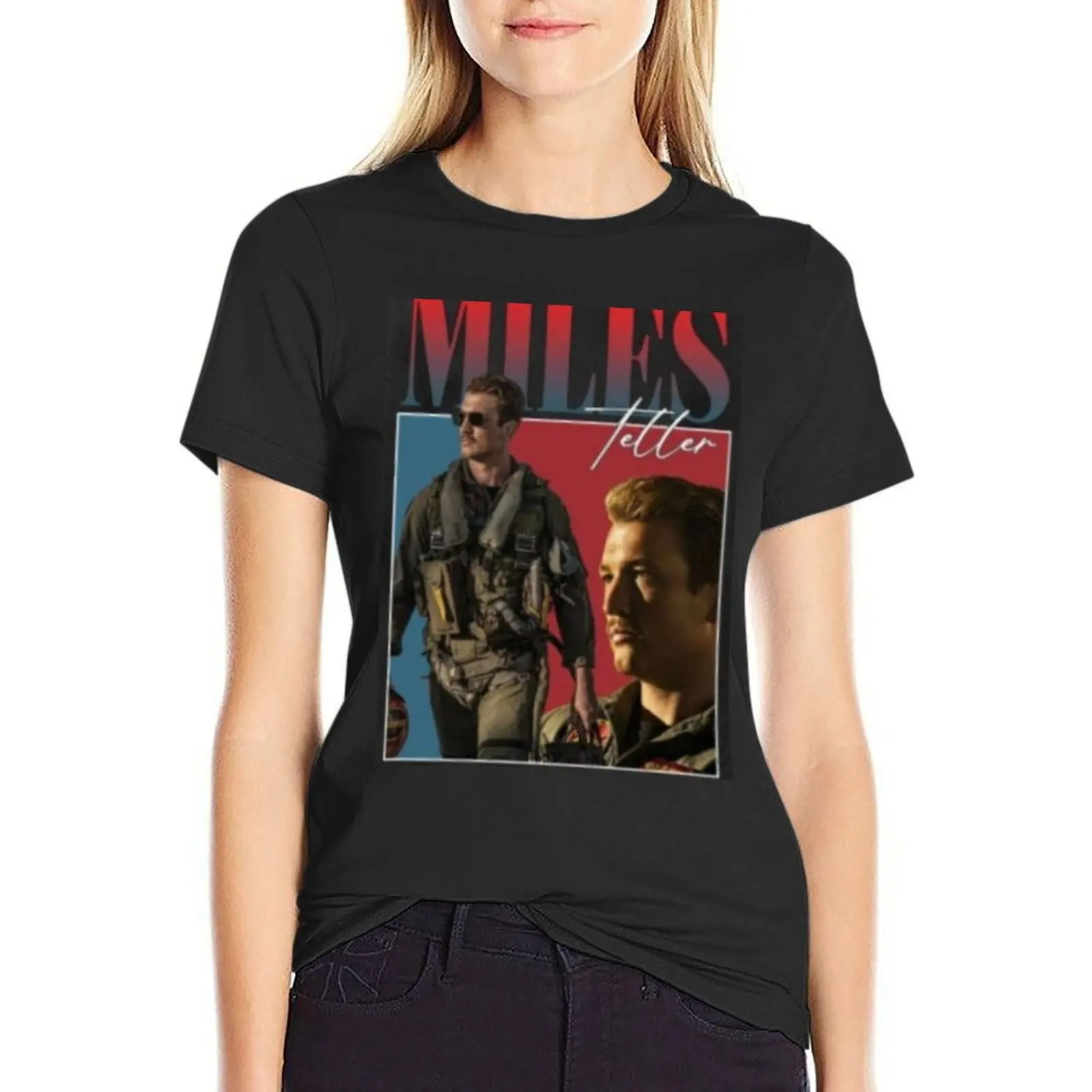 

miles teller T-Shirt tops Aesthetic clothing lady clothes black t shirts for Women