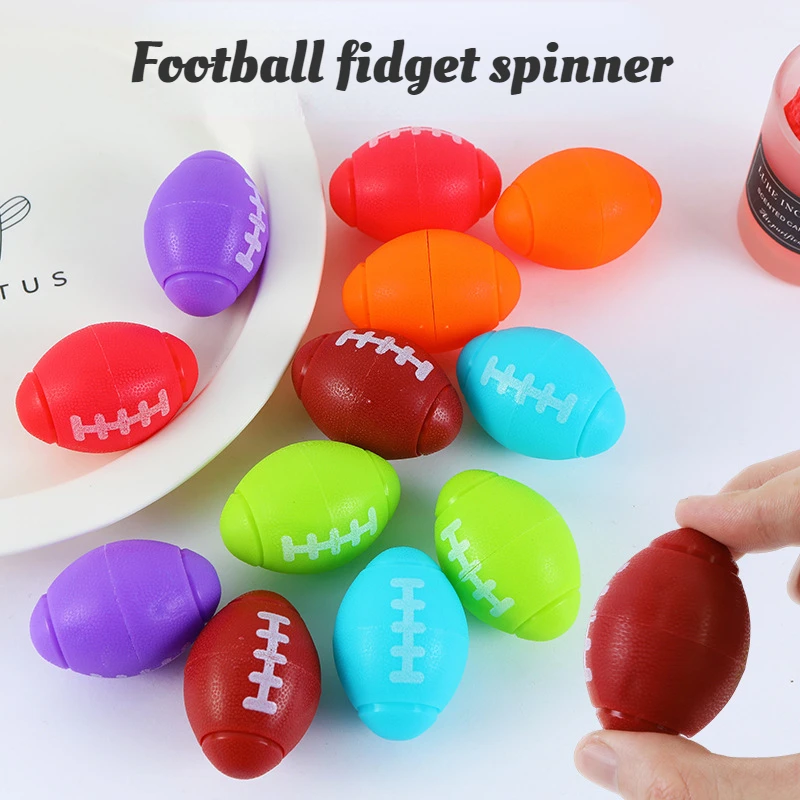 6 Pcs American Football Fidget Fidget Spiral Finger Gyro Gacha Machine New Fancy Stress Relief Toy