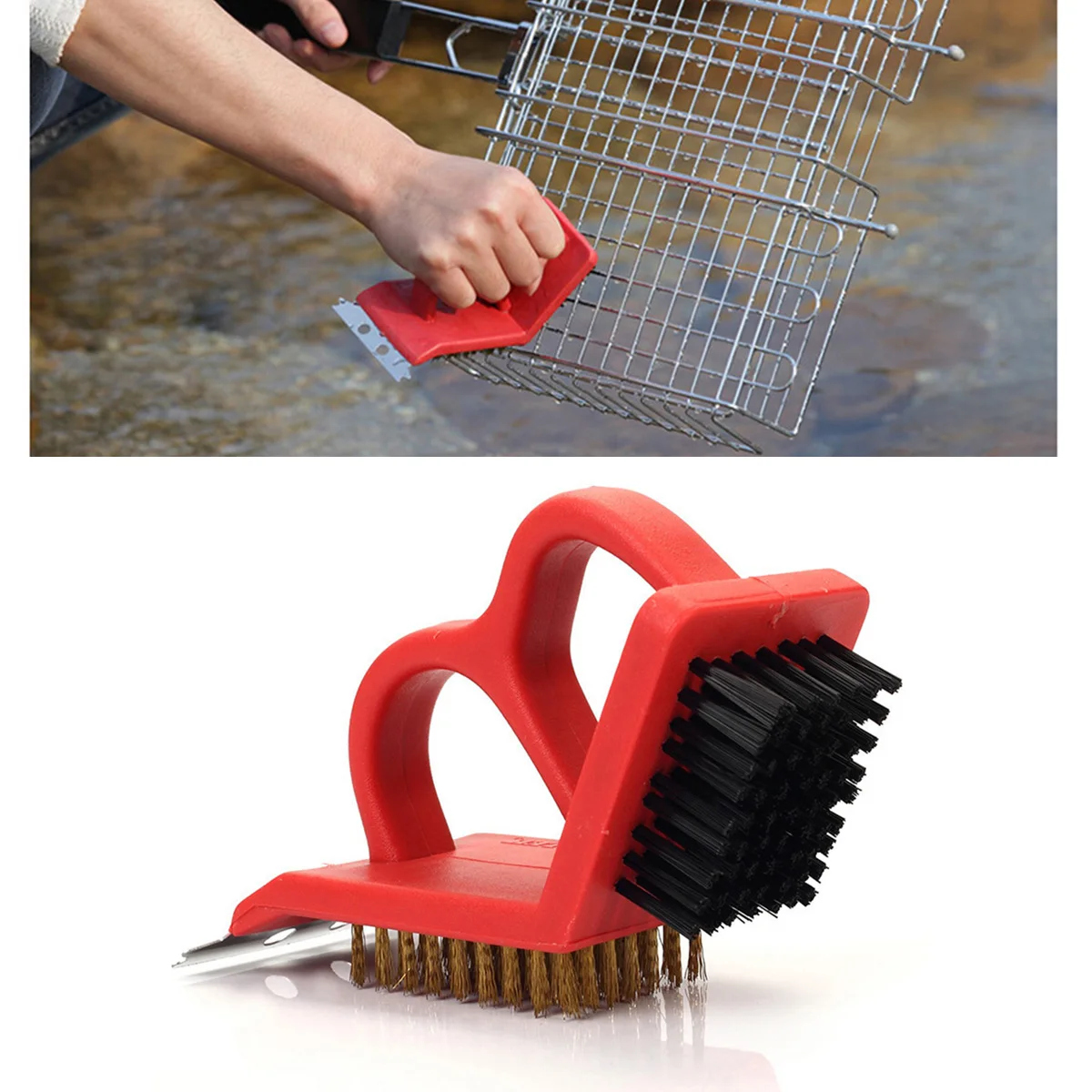 

Bristles Grill Brush Cleaner Tool For Bbq Grates Oven Scraper Kitchen Cleaning Brush Ergonomic Handle Grease Food