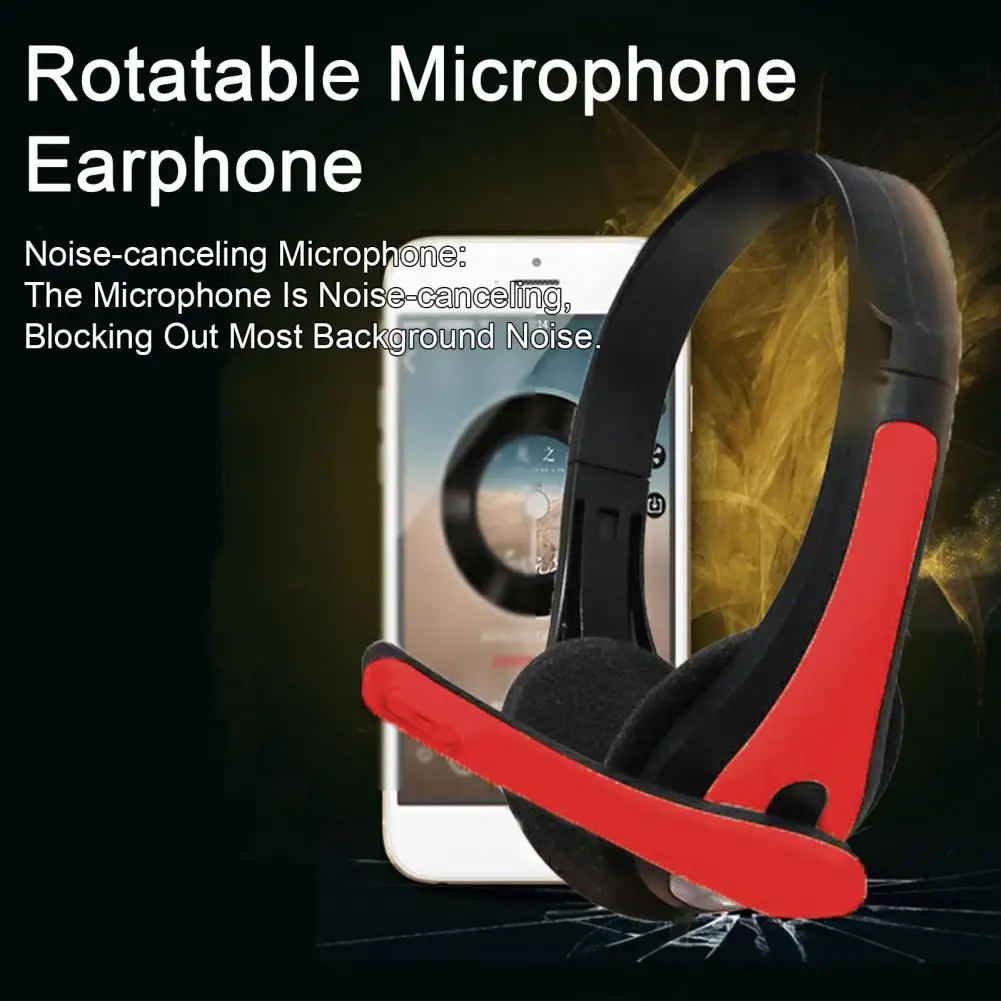 Earphone with 360-degree Rotatable Microphone Voice Usb Wired Computer Headset with Noise Reduction Mic for Call for School