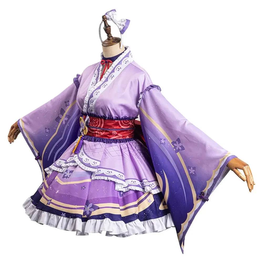 Genshin Impact Rain Shogun Lolita, vestido Cosplay, peluca, trajes disfraces, traje fiesta Carnaval Halloween p