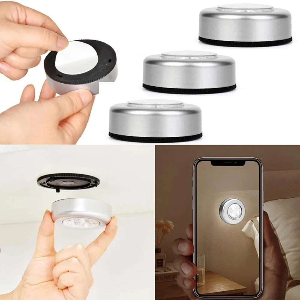 1-5Pcs 3 LED Night Light Touch Control Under Cabinet Light Wireless Wall Lamp Touch Switch Bedside Lamp Battery Powered Bedroom