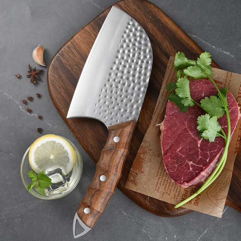 6.5 Inch Chopper Knife Damascus Steel Cleaver Slicing Chef Butcher Handmade Longquan Kitchen Knives PP Handle Cooking Tools