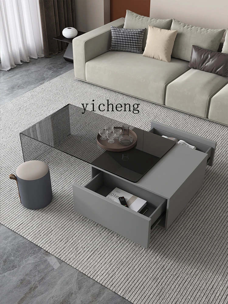 XC   Small Apartment Living Room Home Retractable Coffee Table Solid Wood Oriented Strand Board Storage Tea Table