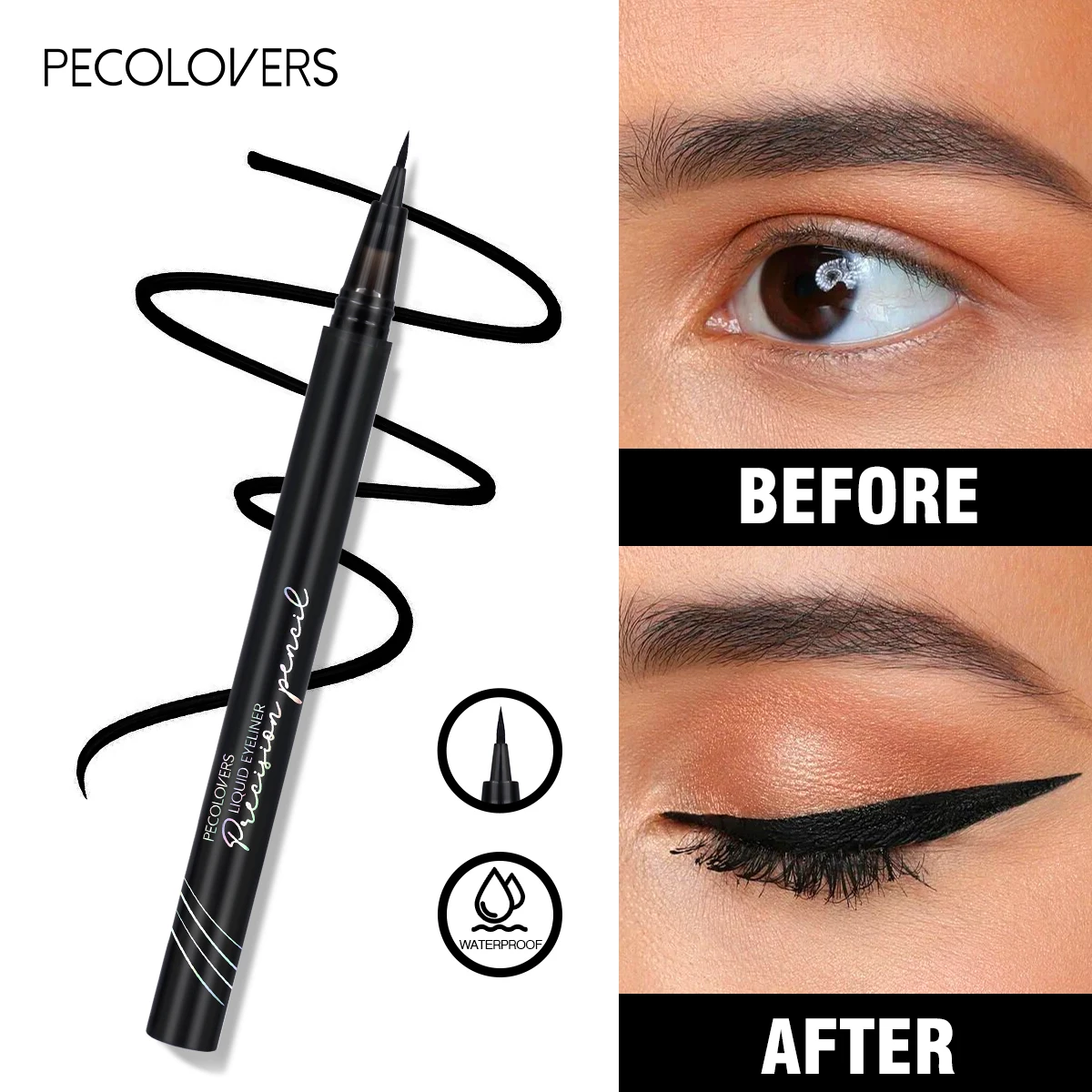 오래 지속되는 리퀴드 아이라이너, 방수, 땀 방지 아이라이너, 자연스러운 메이크업 효과