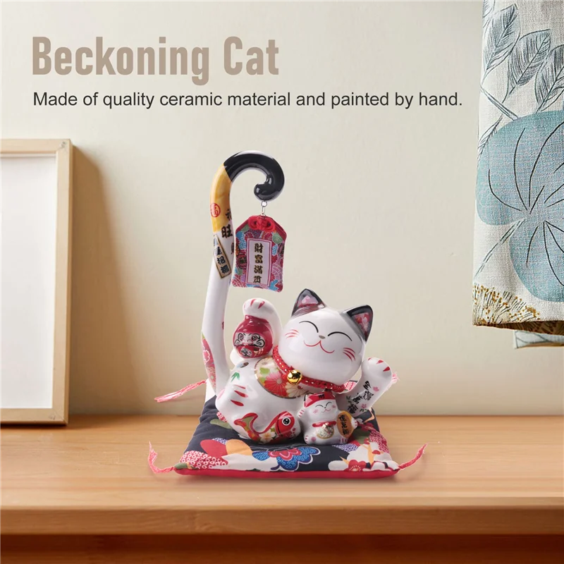 A003 8,6-дюймовый манеки Неко Lucky Cat копилка банк монет японский длинный хвост кошка удачи фэн-шуй домашний декор