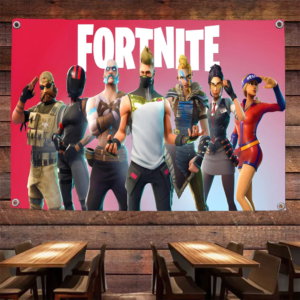 1pc F-Fortnites Hot Game Flag Flags And Banners Four Hole Flag Polyester Outdoor Decor Room Aesthetic