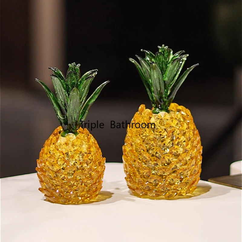 1pc Glass Pineapple Ornament, Home Decoration, Fruit Desktop Decoration, Glass Fruit Shaped Handicrafts, Entryway Decorations