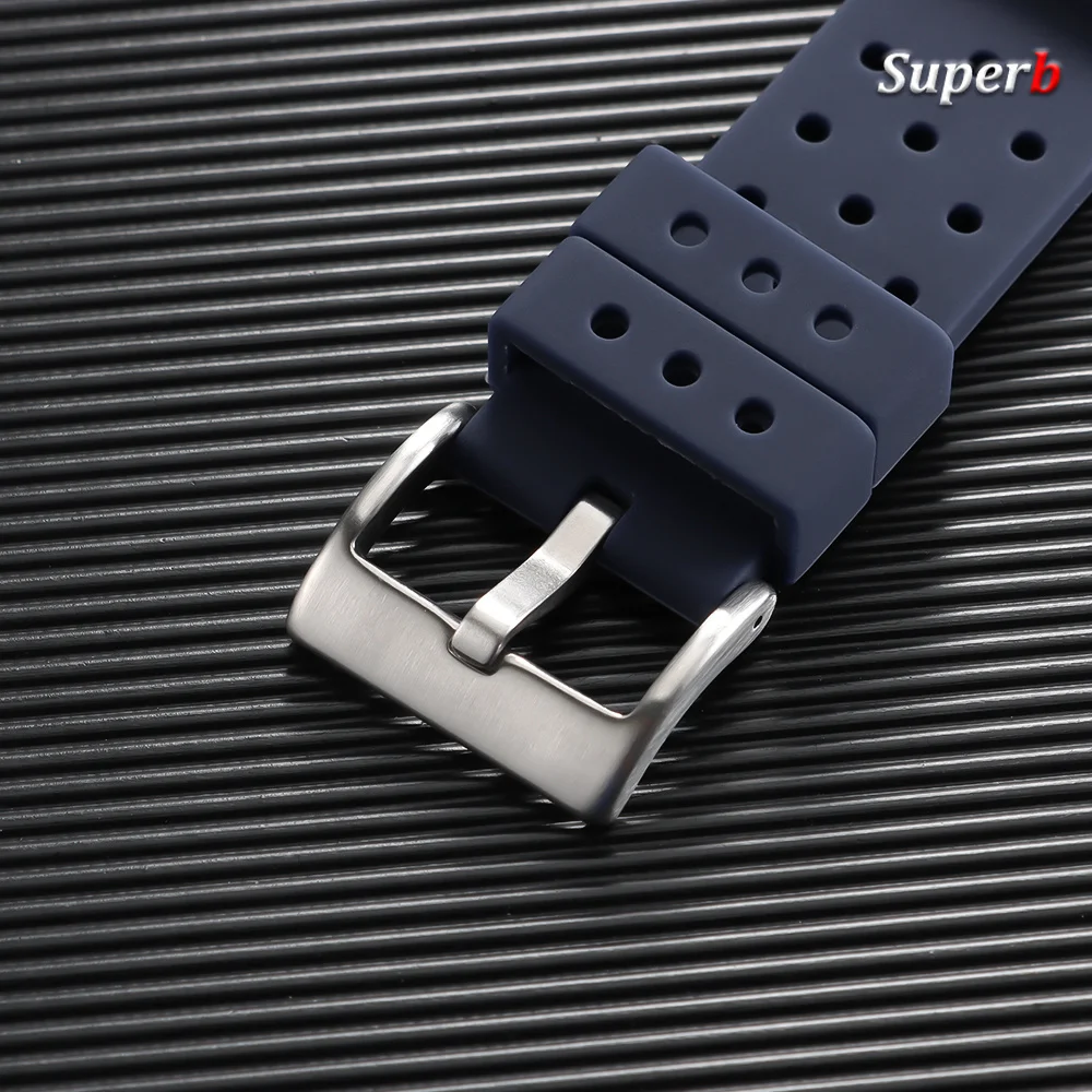 20mm 22mm High Tensile Silicone Strap Quick Release Sport Waterproof Men Breathable Rubber Replace Bracelet Watch Band for Seiko view 3