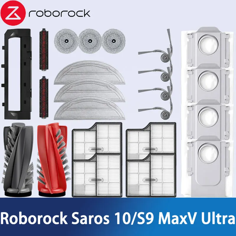 

Roborock Saros 10/Roborock S9 MaxV Ultra Robot Vacuum Spare Parts Main Side Brushes Mop Cloths HEPA Filters Dust Bags Accessorie