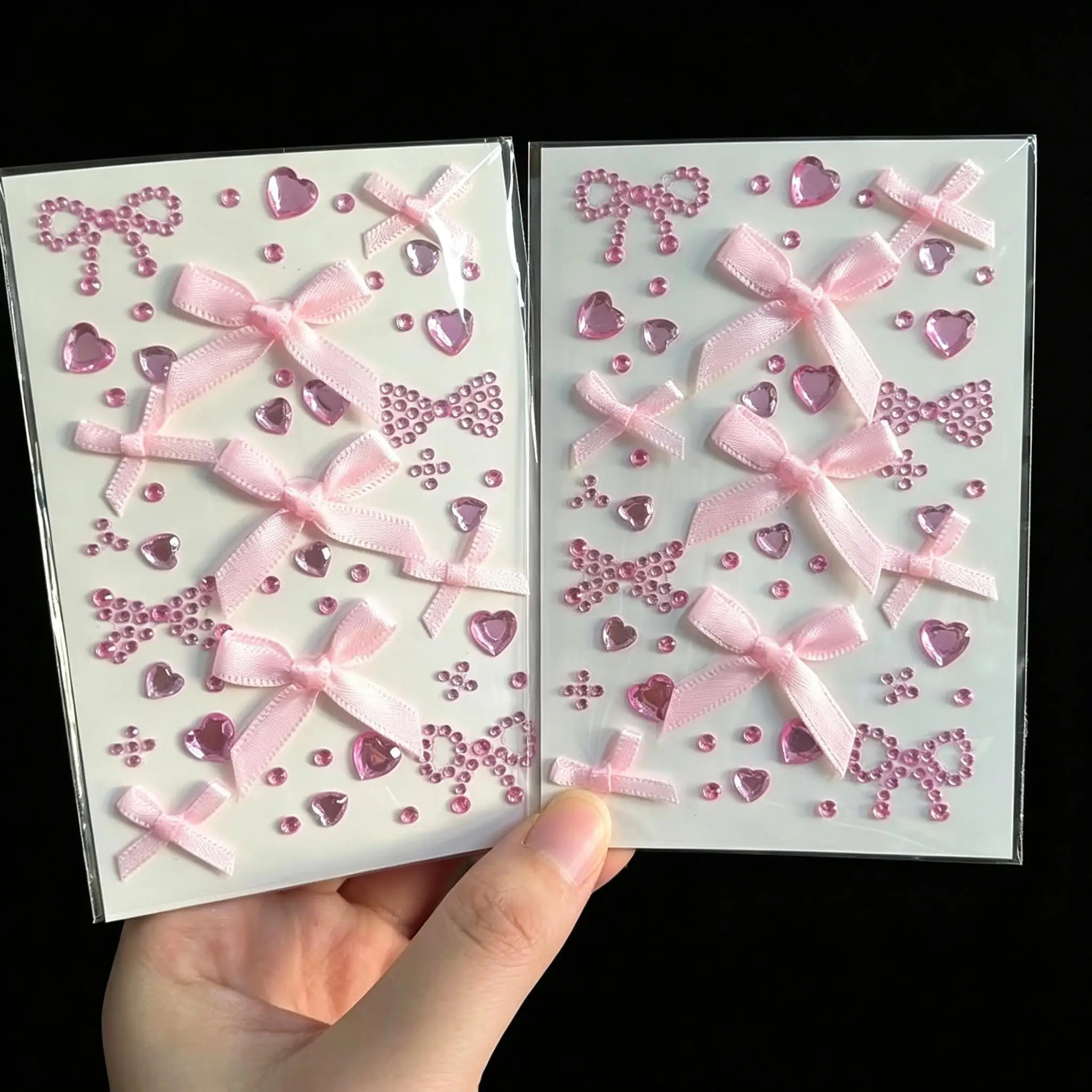 2Pcs Purple Heart Bowknot Face Gem Tattoos Stickers Silk Ribbon Love Crystal Tattoo Decal DIY Eye/Body Makeup Decor Rhinestones