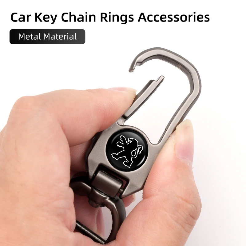 For Peugeot Car Keyring Leather Plaid Keychain Buckle Key Ring Chain Holder 307 308 206 207 208 407 508 5008 106 107 205 4008 view 2