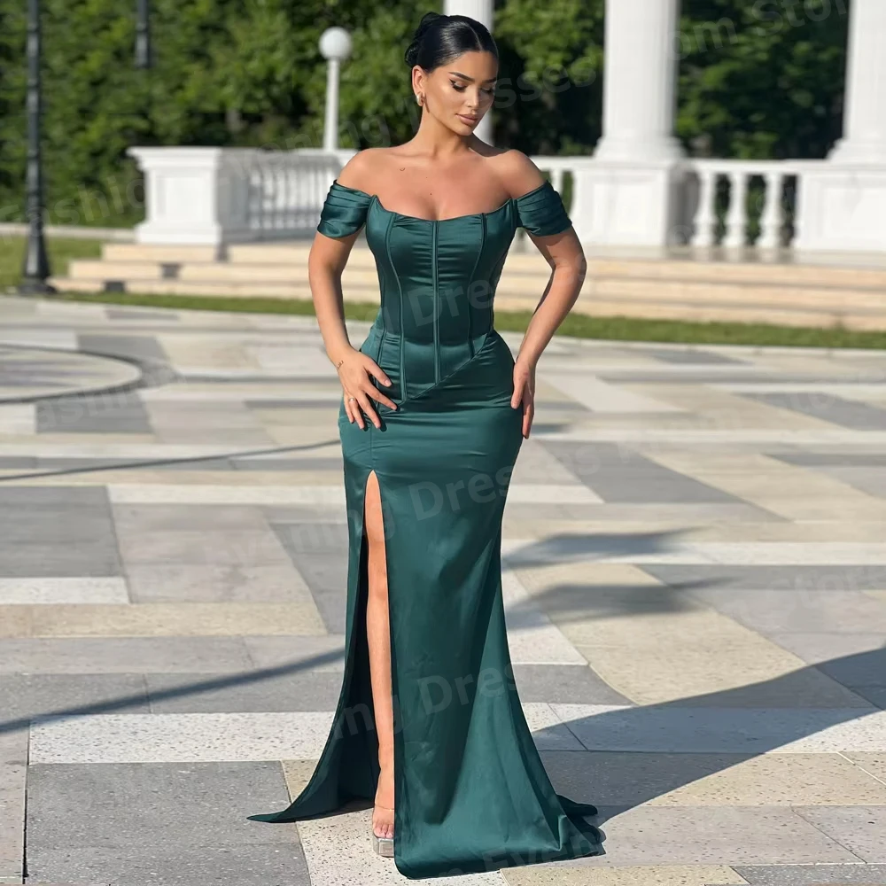 

Простые женские вечерние платья русалки без рукавов для выпускного вечера Robe De Soirée по индивидуальному заказу с открытыми плечами и боковым разрезом Vestidos Para Mujer