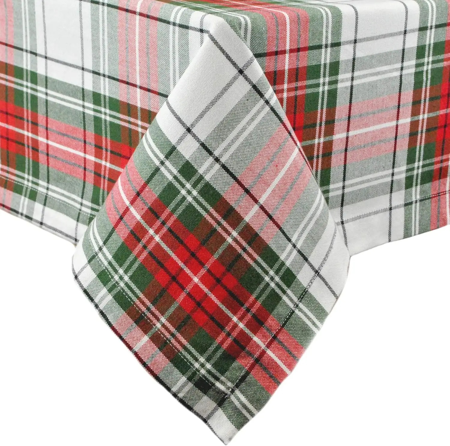 new Tartan Plaid Collection Holiday Dining Table & Kitchen Décor, 60x104, Red, Green & White, Rectangle Christmas Tablecloth