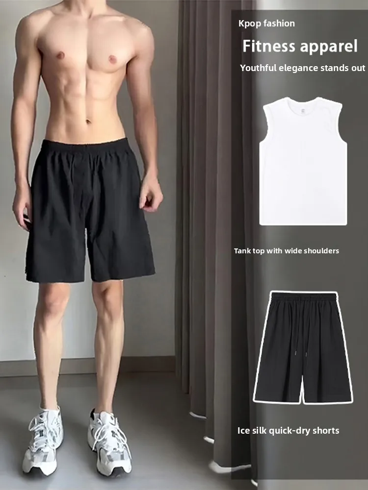 

Bla Nylon Qui Dry Men's orts Summer American Baskeall Running Pants Ice Silk Sport Four-Five orts Youth Casual Wear