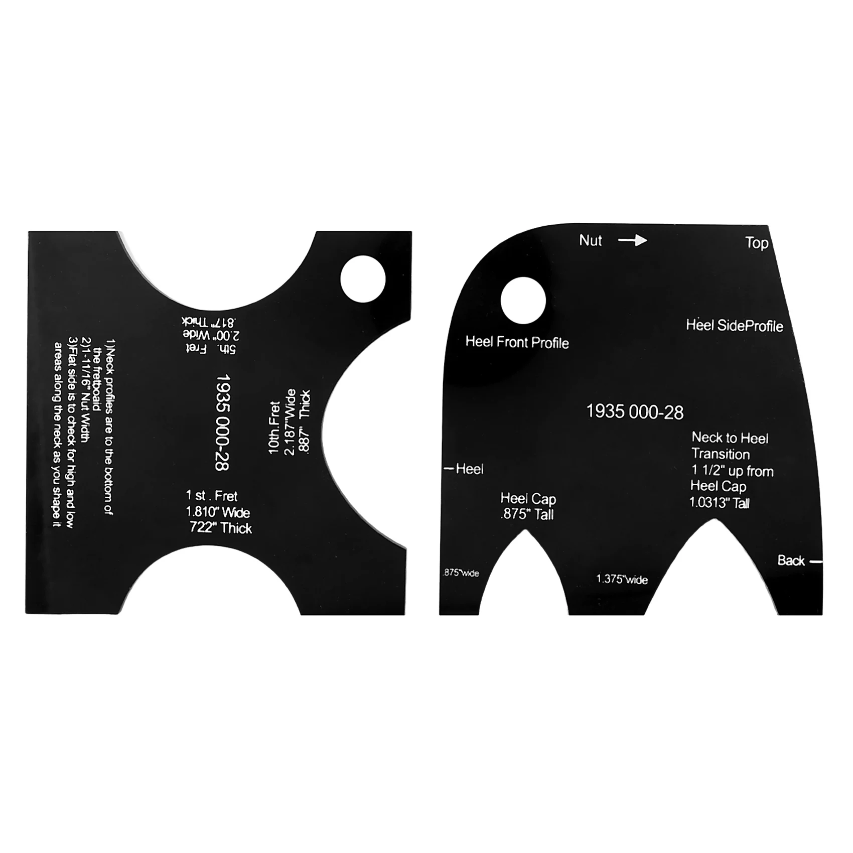 2Pcs Guitar Making Template Acrylic Neck Shaping Templates Set Repair Reference Tool for Guitar 1935 000-28