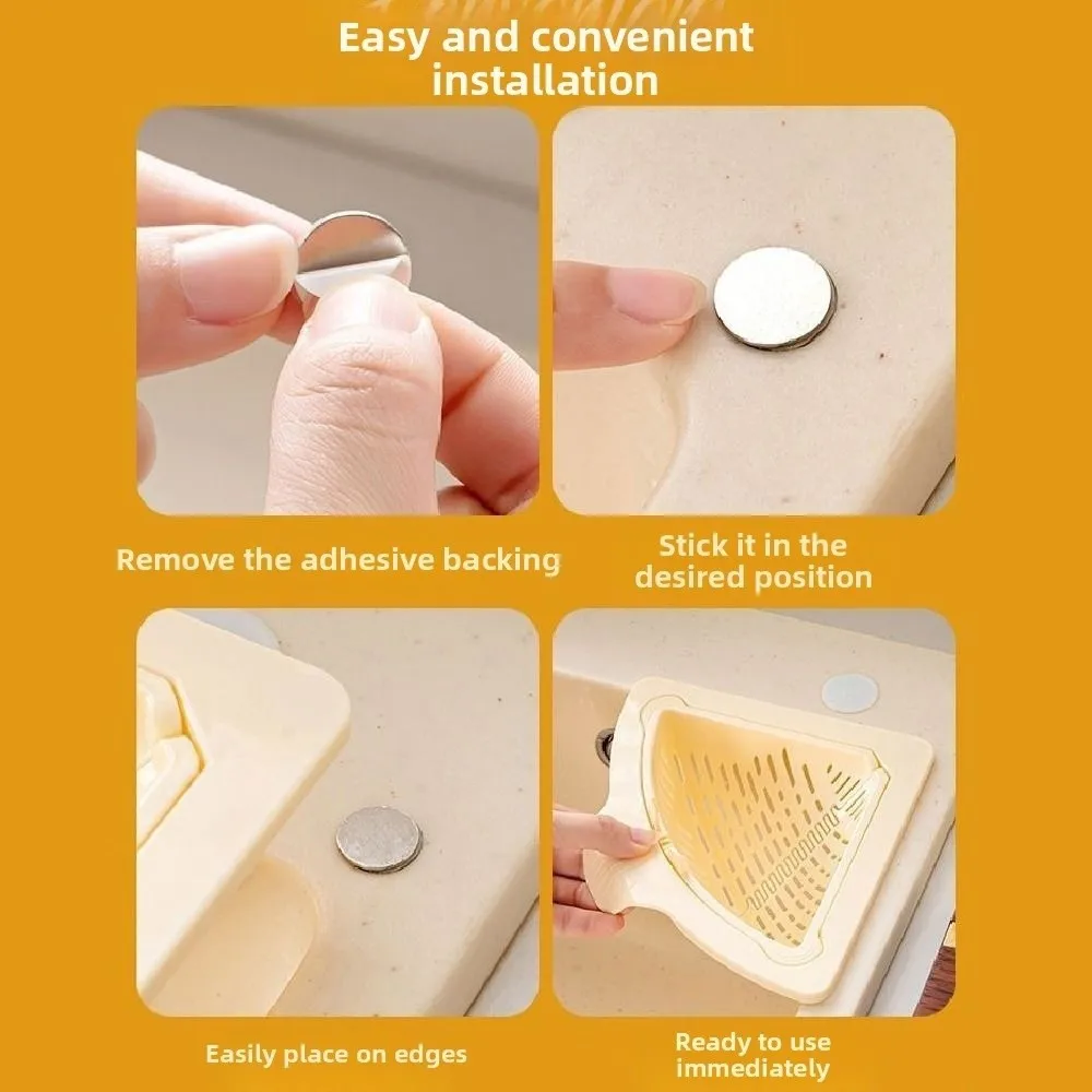 Triangle Sink Strainer Basket Creative Detachable Automatic Dumping Filter Basket Quickly Drain Multifunctional