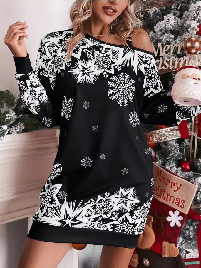 Women Slim Vintage Befree Dress Strap Spring Winter Full Long Sleeve Boho Casual Christmas Snow Party Elegant Midi Dresses