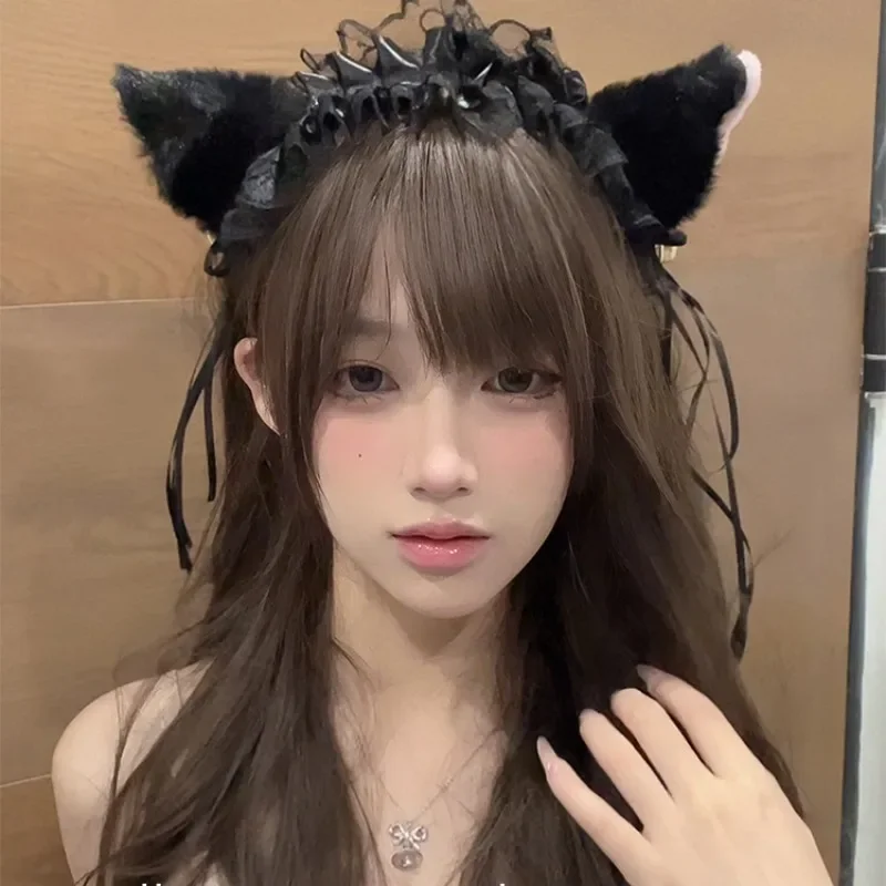 Pure Desire Cute Cat Ear Headband Female Cosplay Black Animal Ear Bell Hairpin Lolita Role-playing Party Accessory
