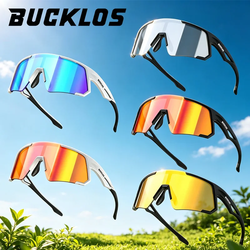 Lunettes de sport BUCKLOS pour le cyclisme, lunettes de vélo légères, verres haute définition, protection UV400 pour vélo de route, lunettes de protection
