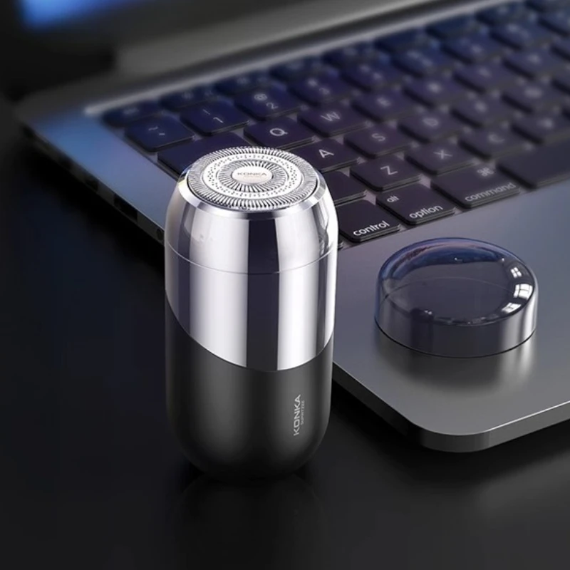 

Konka 2025 New Men's Mini Electric Shaver Portable Razor Small Steel Cannon Beard Trimmer Face Grooming Tool Type-C Fast Charge