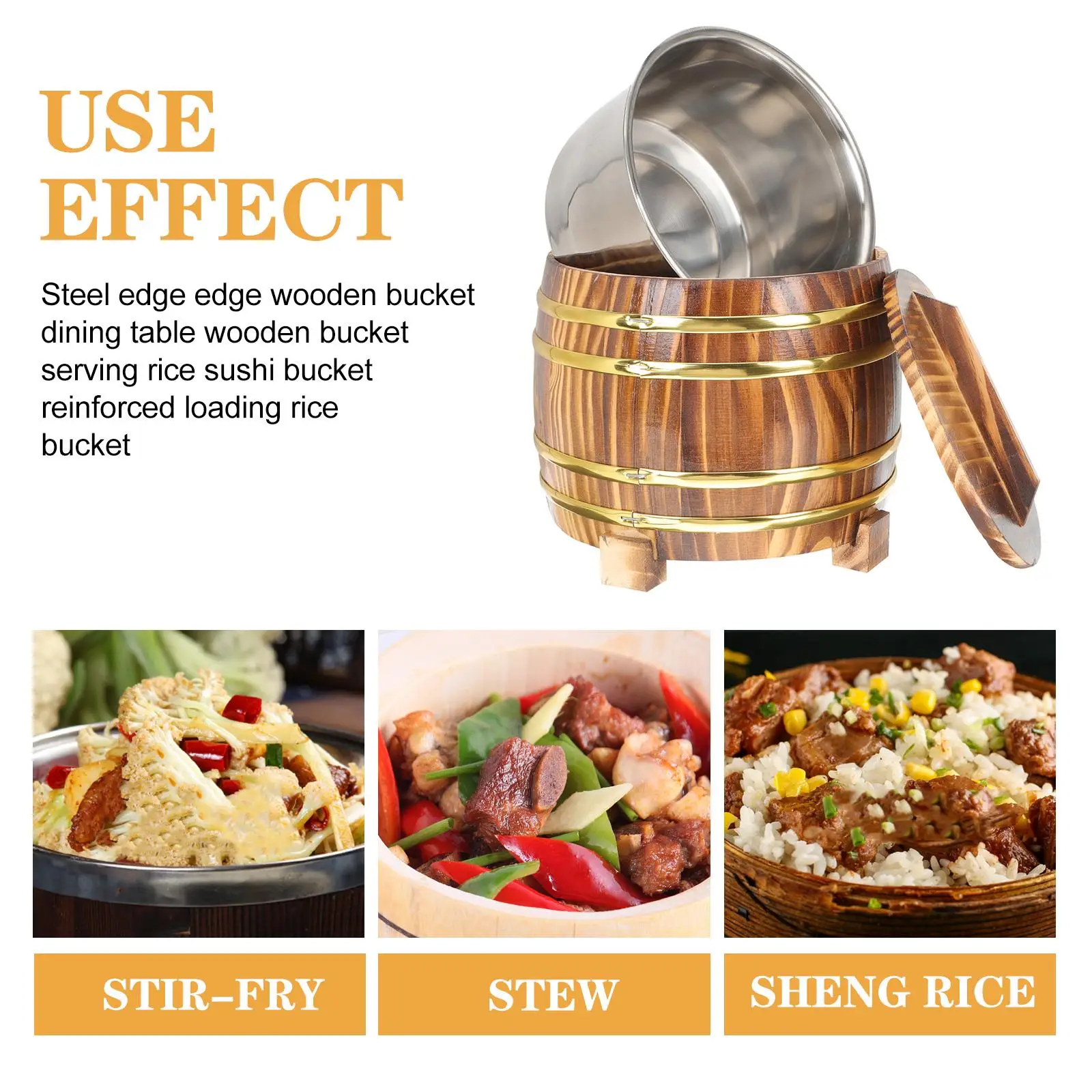

Rice Steamer Household Container Home Accessory Wooden Storage Containers Steamed Supply with Cover Lid