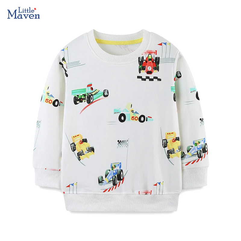 Little Maven Kinder Langarm Tops Cartoon Rennwagen Muster Baby Jungen Sweatshirts für Kinder Kleidung Herbst Kinder Kostüme