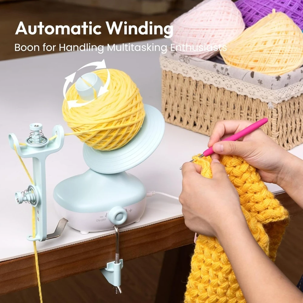 

Automatic Electric Yarn Winder Machine for Crocheting Knitting Stepless Speed Compact Yarn Cake Maker with Strong Tension