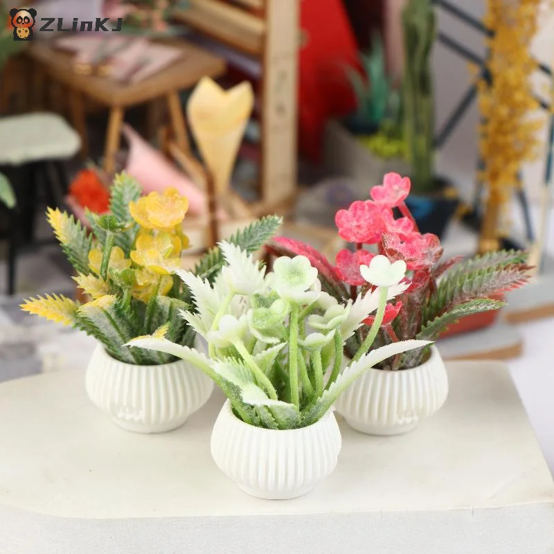 ▶ 1 pçs simulação vasos de plantas modelo 1/12 casa de bonecas decoração para casa micro paisagem plantas ornamentos casa de bonecas acessórios
