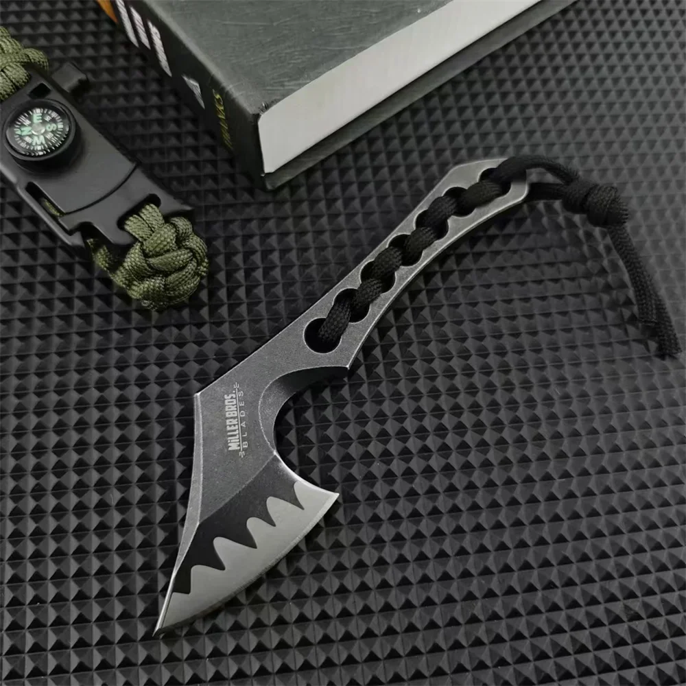 High-quality Miller Compact Axe-Style Fixed Blade Knife with D2 Blade Versatile Outdoor, Camping Fishing Tool Perfect As A Hol