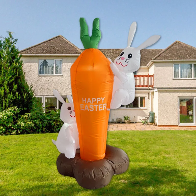 Outdoor Cartoon Inflatable Model 1.8m Easter Inflatable Rabbit Led Lamp Holiday Layout Easter